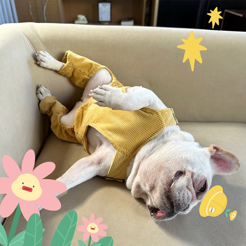Corduroy Jumpsuit Adjustable Three-dimensional Pocket Cat Dog Clothes | Luxury Home Accessories | Heulog Glow