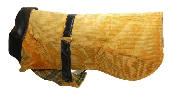 Corduroy & Leather Coat Orange 18" | Luxury Home Accessories | Heulog Glow