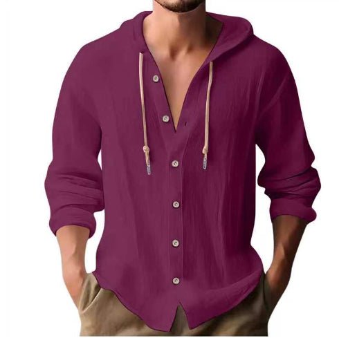 Cotton And Linen Shirt Hooded Sweater Button Long Sleeve | Luxury Home Accessories | Heulog Glow