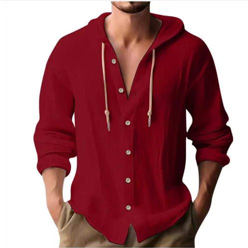 Cotton And Linen Shirt Hooded Sweater Button Long Sleeve | Luxury Home Accessories | Heulog Glow