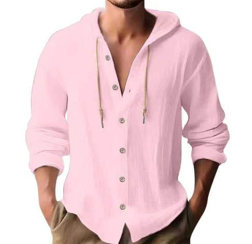Cotton And Linen Shirt Hooded Sweater Button Long Sleeve | Luxury Home Accessories | Heulog Glow