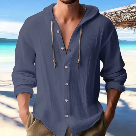Cotton And Linen Shirt Hooded Sweater Button Long Sleeve | Luxury Home Accessories | Heulog Glow