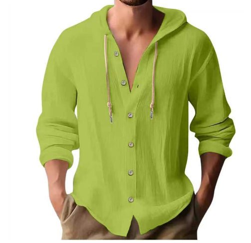 Cotton And Linen Shirt Hooded Sweater Button Long Sleeve | Luxury Home Accessories | Heulog Glow