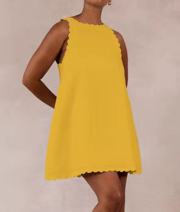 Cotton Hemp Solid Color Embroidered Ruffled Women's Dress | Luxury Home Accessories | Heulog Glow