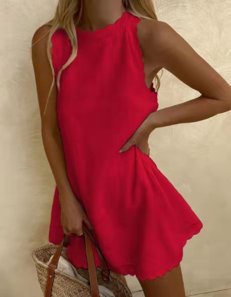 Cotton Hemp Solid Color Embroidered Ruffled Women's Dress | Luxury Home Accessories | Heulog Glow