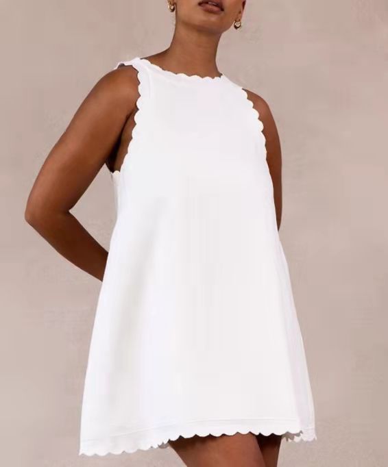 Cotton Hemp Solid Color Embroidered Ruffled Women's Dress | Luxury Home Accessories | Heulog Glow