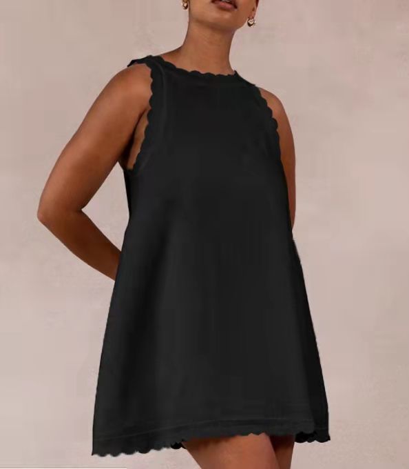 Cotton Hemp Solid Color Embroidered Ruffled Women's Dress | Luxury Home Accessories | Heulog Glow