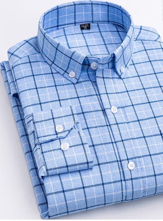 Cotton Plaid Shirt Men's Long-Sleeved Cotton Fleece Shirt | Luxury Home Accessories | Heulog Glow
