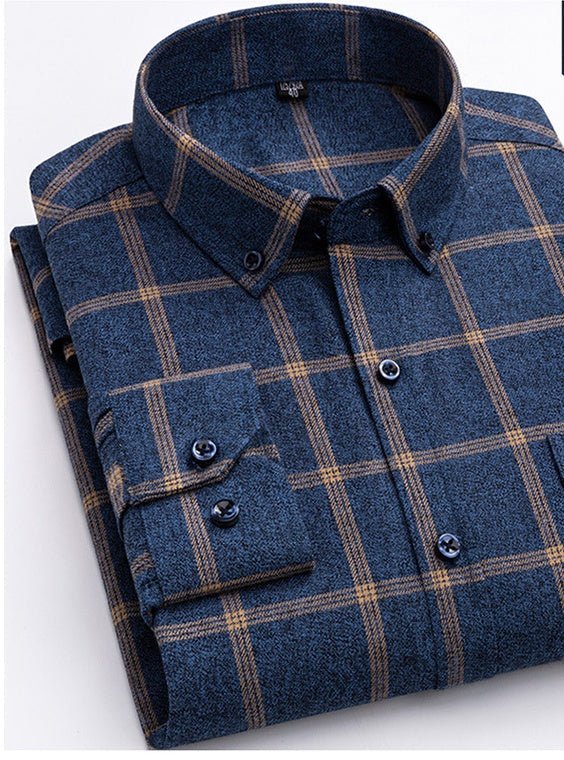 Cotton Plaid Shirt Men's Long-Sleeved Cotton Fleece Shirt | Luxury Home Accessories | Heulog Glow