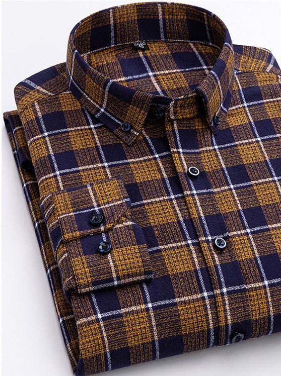 Cotton Plaid Shirt Men's Long-Sleeved Cotton Fleece Shirt | Luxury Home Accessories | Heulog Glow
