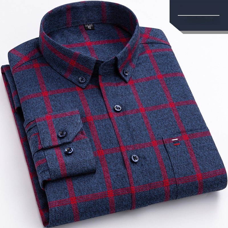 Cotton Plaid Shirt Men's Long-Sleeved Cotton Fleece Shirt | Luxury Home Accessories | Heulog Glow