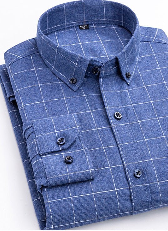 Cotton Plaid Shirt Men's Long-Sleeved Cotton Fleece Shirt | Luxury Home Accessories | Heulog Glow
