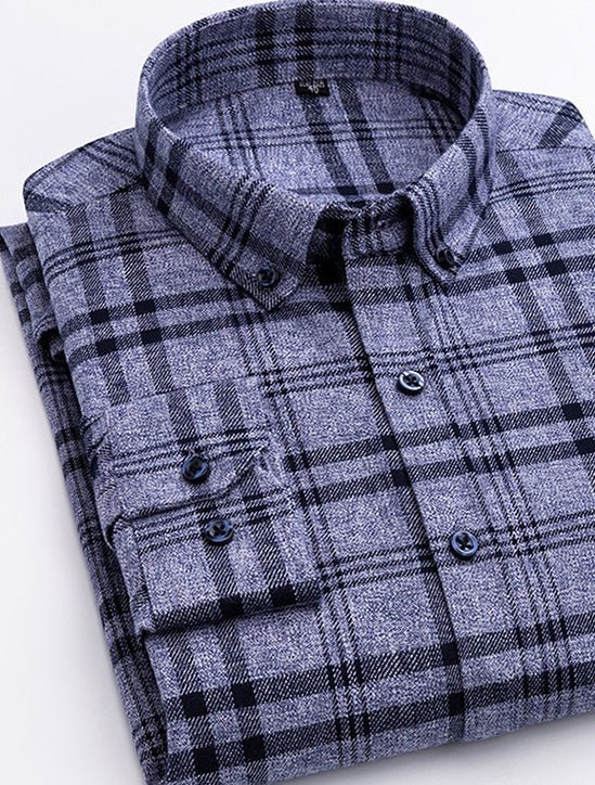 Cotton Plaid Shirt Men's Long-Sleeved Cotton Fleece Shirt | Luxury Home Accessories | Heulog Glow