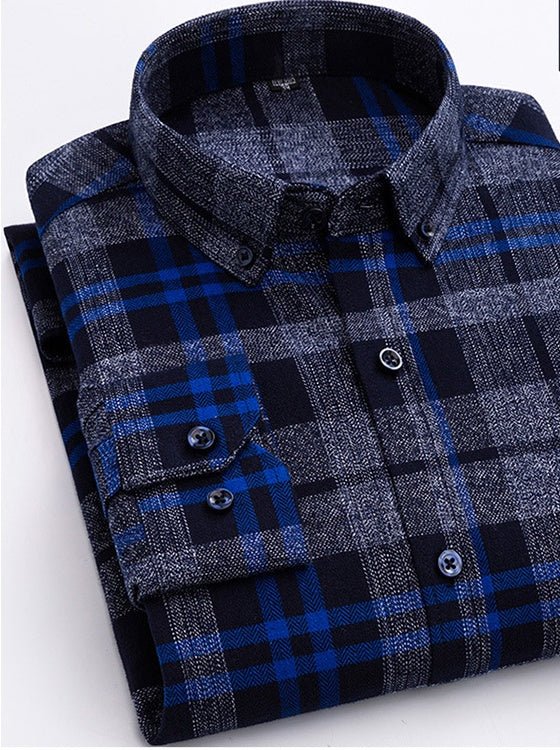 Cotton Plaid Shirt Men's Long-Sleeved Cotton Fleece Shirt | Luxury Home Accessories | Heulog Glow