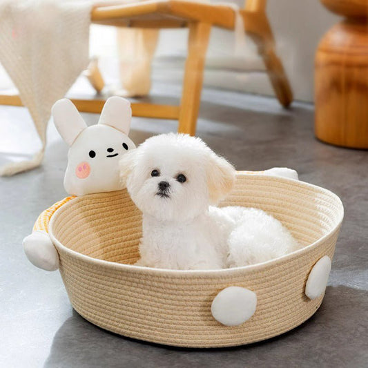 Cotton Rope Cat Bed Cat House Cat Scratcher Cat Scratching Board Woven Basket Cat Nest For Kitten Kitties Rabbits Indoor Cats, Rabbit | Luxury Home Accessories | Heulog Glow