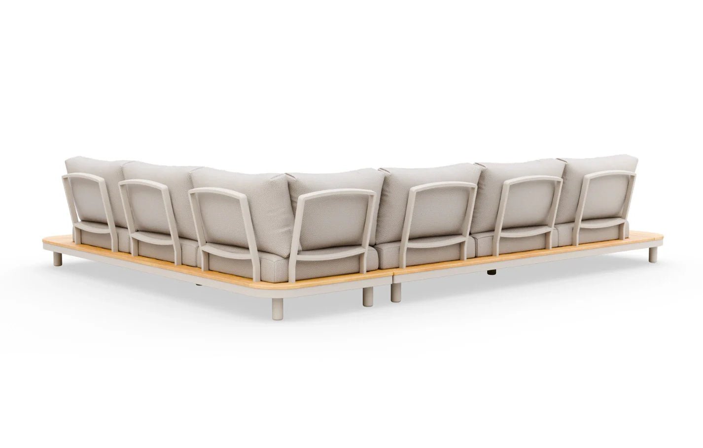 Cove 7 Seater Corner Garden Sofa Set | Solid Acacia Wood & Olefin Cushions | Luxury Home Accessories | Heulog Glow