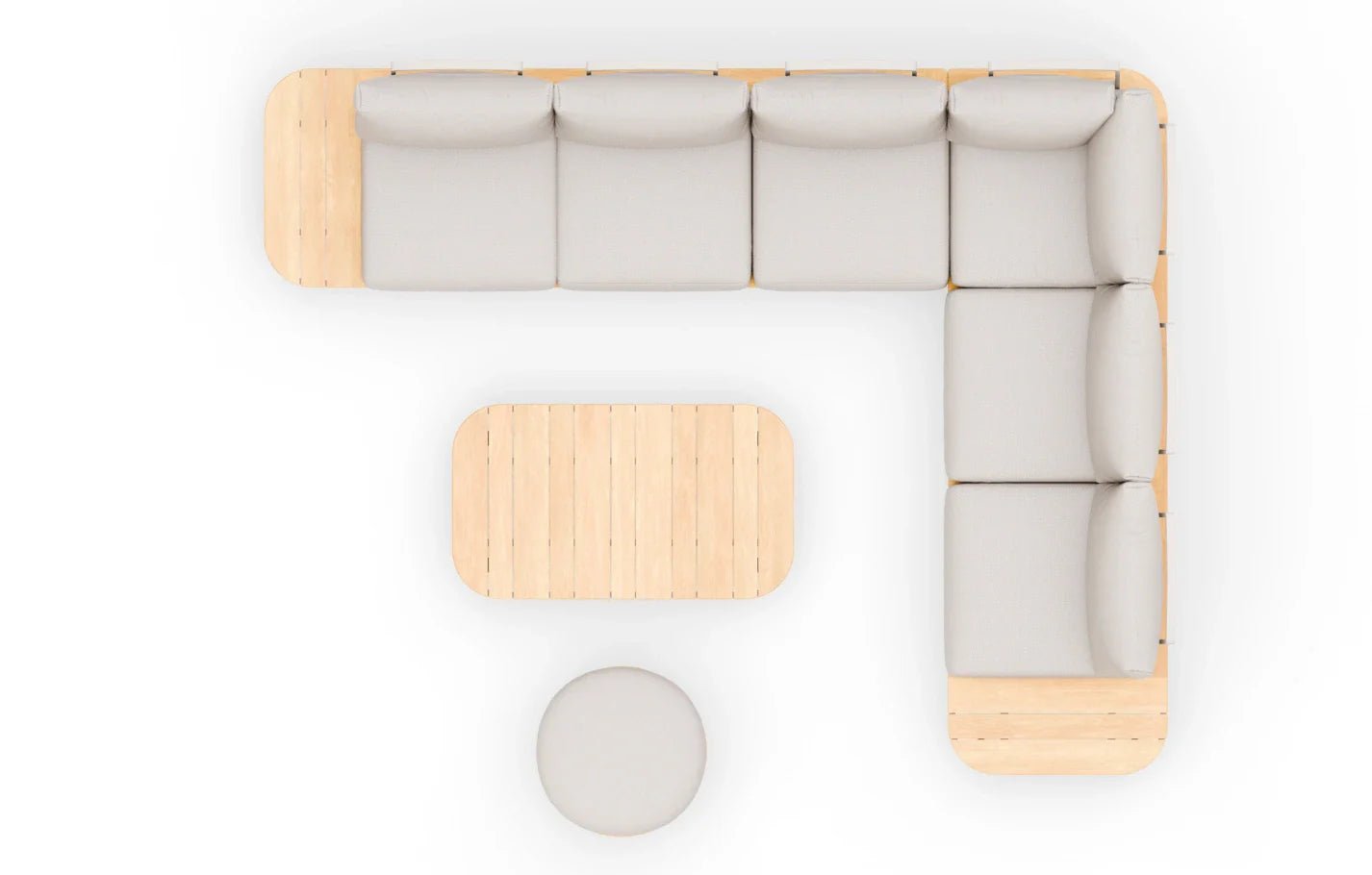 Cove 7 Seater Corner Garden Sofa Set | Solid Acacia Wood & Olefin Cushions | Luxury Home Accessories | Heulog Glow