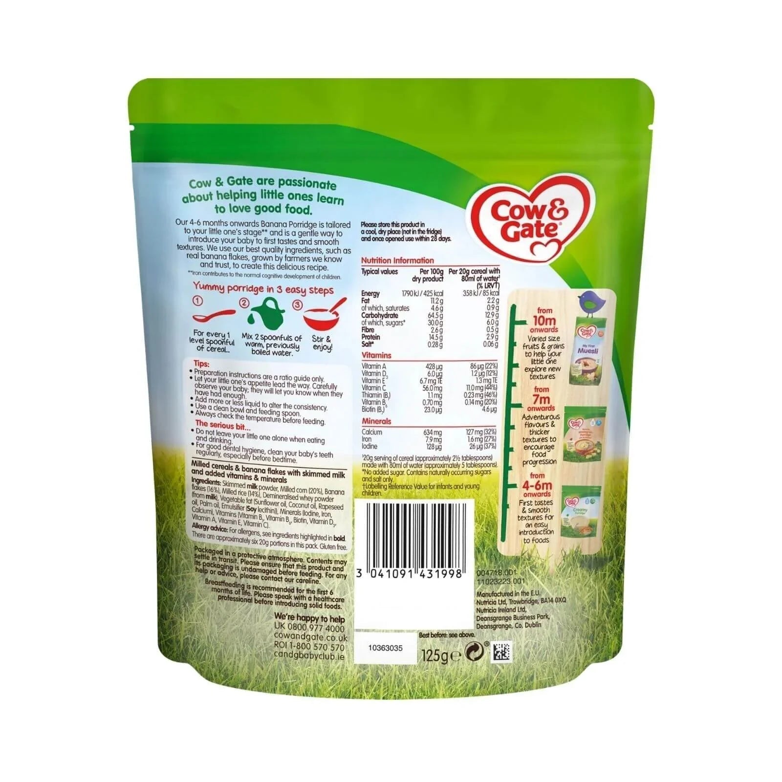 Cow & Gate 1 Banana Porridge 4-6 months 125g | Luxury Home Accessories | Heulog Glow