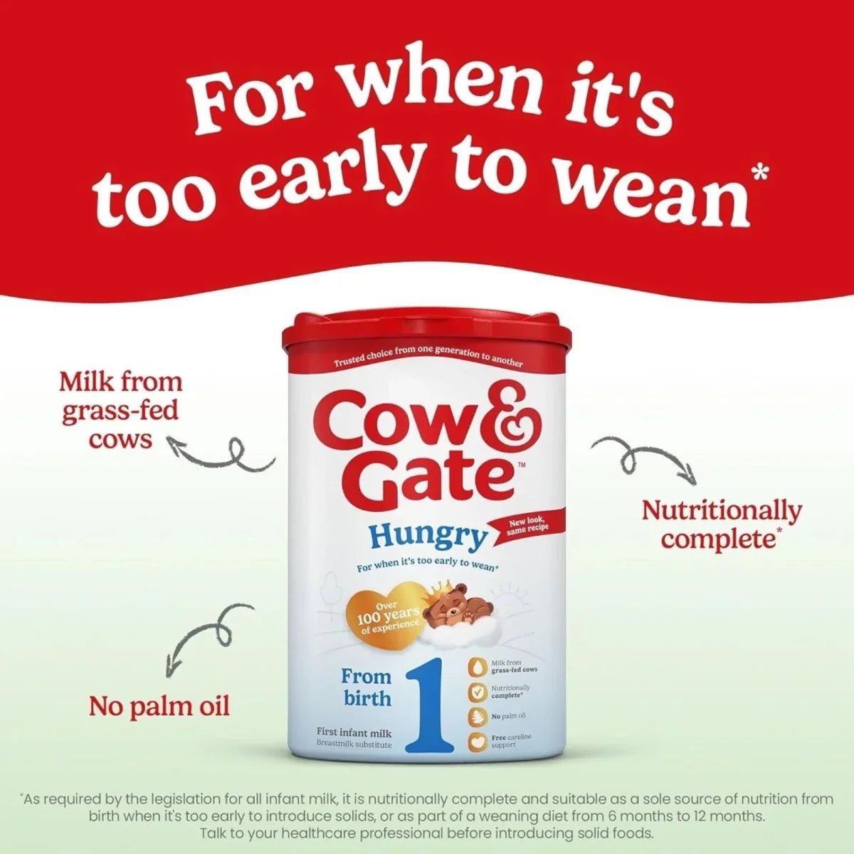 Cow & Gate 1 Hungry Baby Milk Formula 0-6 months 800g | Luxury Home Accessories | Heulog Glow