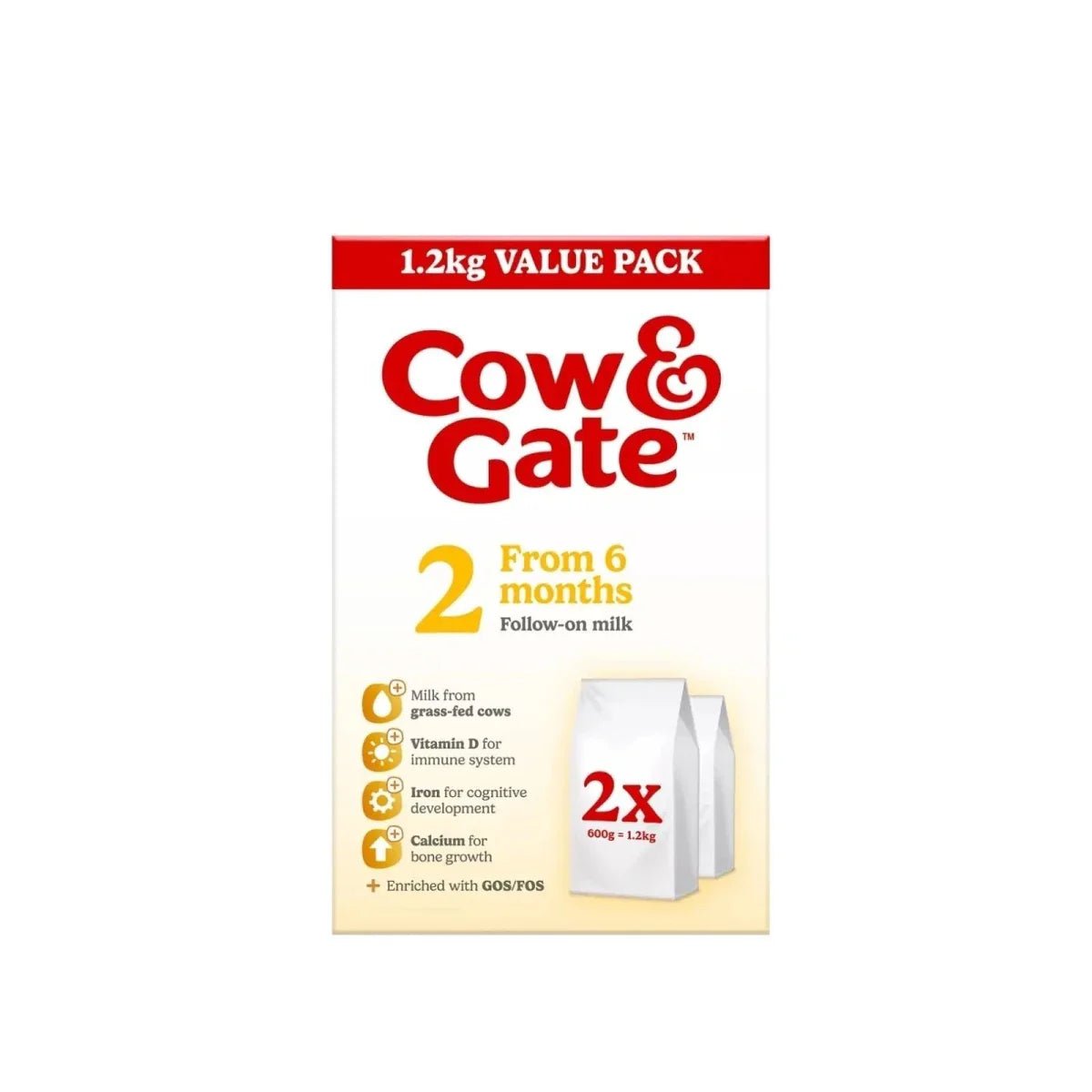 Cow & Gate 2 Follow On Milk Formula 6-12 months 1.2kg (2x600g) | Luxury Home Accessories | Heulog Glow
