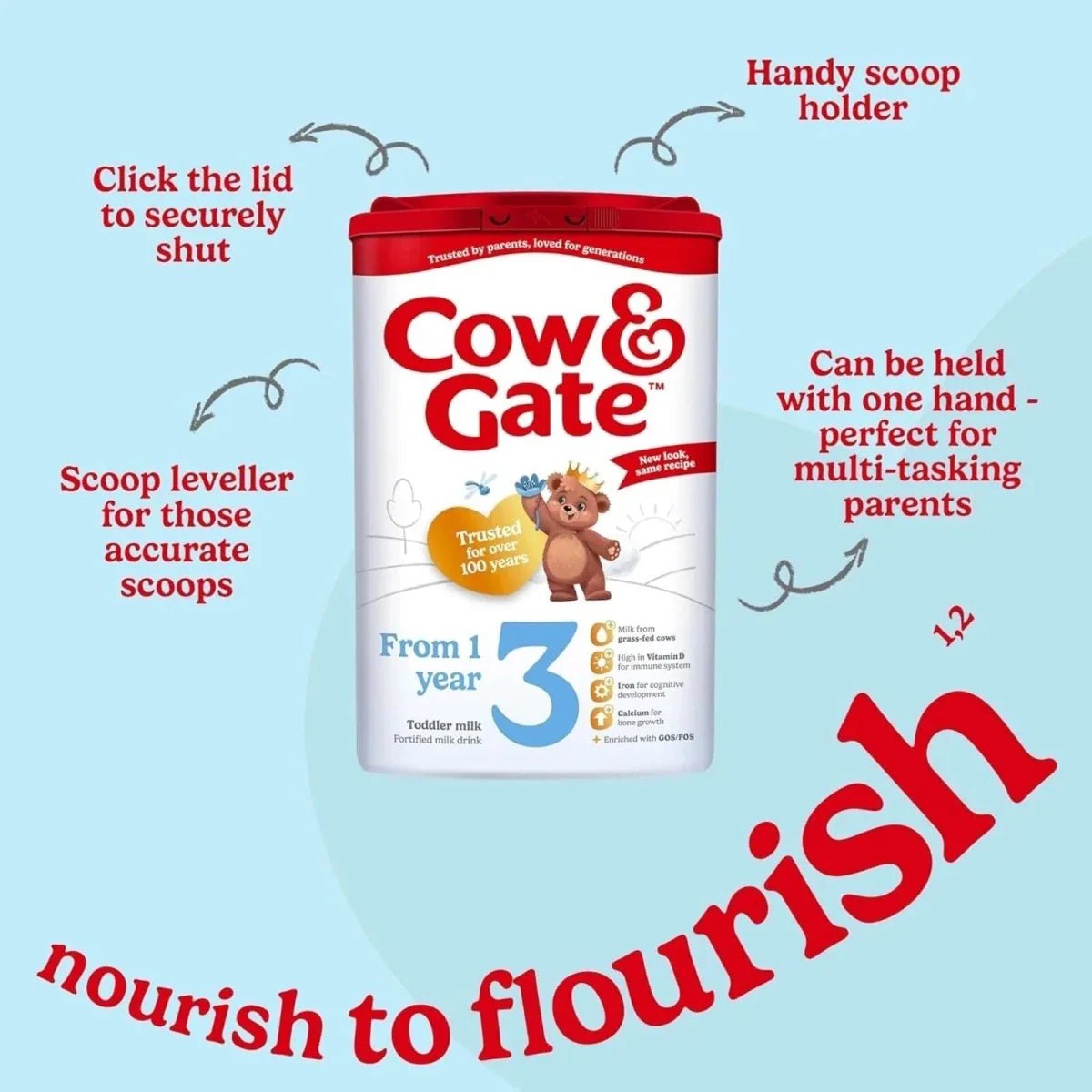 Cow & Gate 3 Growing Up Milk Formula 1+ year 800g | Luxury Home Accessories | Heulog Glow
