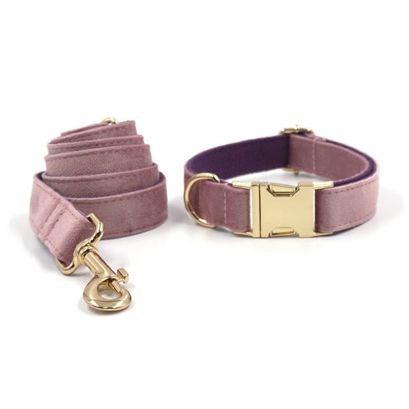 Creamy Coffee Velvet Dog Collar And Leash Set | Luxury Home Accessories | Heulog Glow