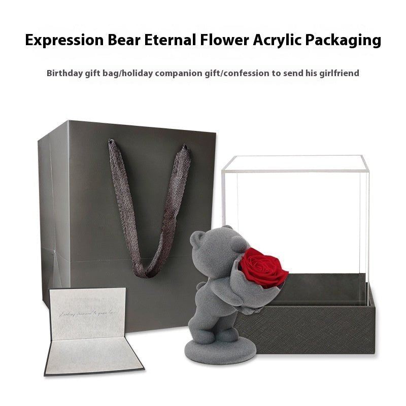 Creative Flocking Rose Bouquet Confession Bear Valentine's Day Gift | Luxury Home Accessories | Heulog Glow