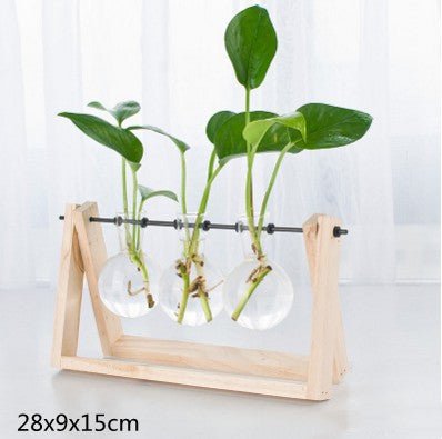 Creative Wooden Glass Bottle Plant Vase | Luxury Home Accessories | Heulog Glow
