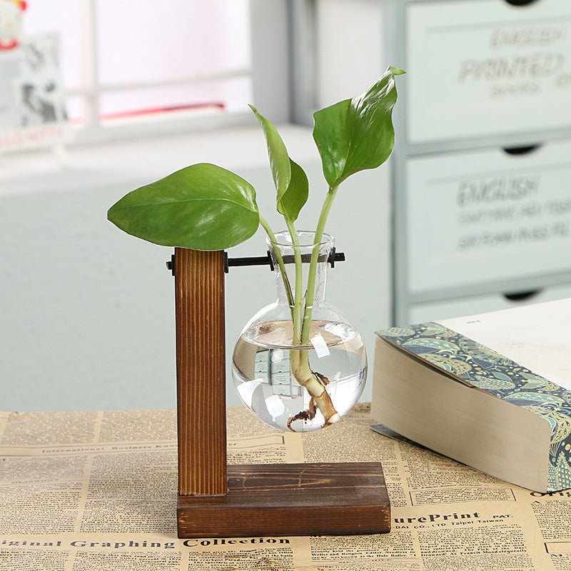 Creative Wooden Glass Bottle Plant Vase | Luxury Home Accessories | Heulog Glow