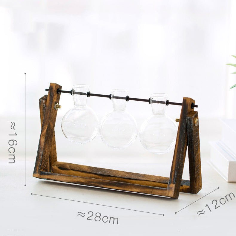 Creative Wooden Glass Bottle Plant Vase | Luxury Home Accessories | Heulog Glow