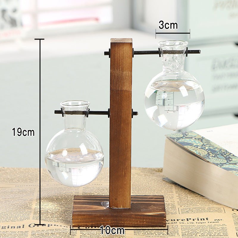 Creative Wooden Glass Bottle Plant Vase | Luxury Home Accessories | Heulog Glow