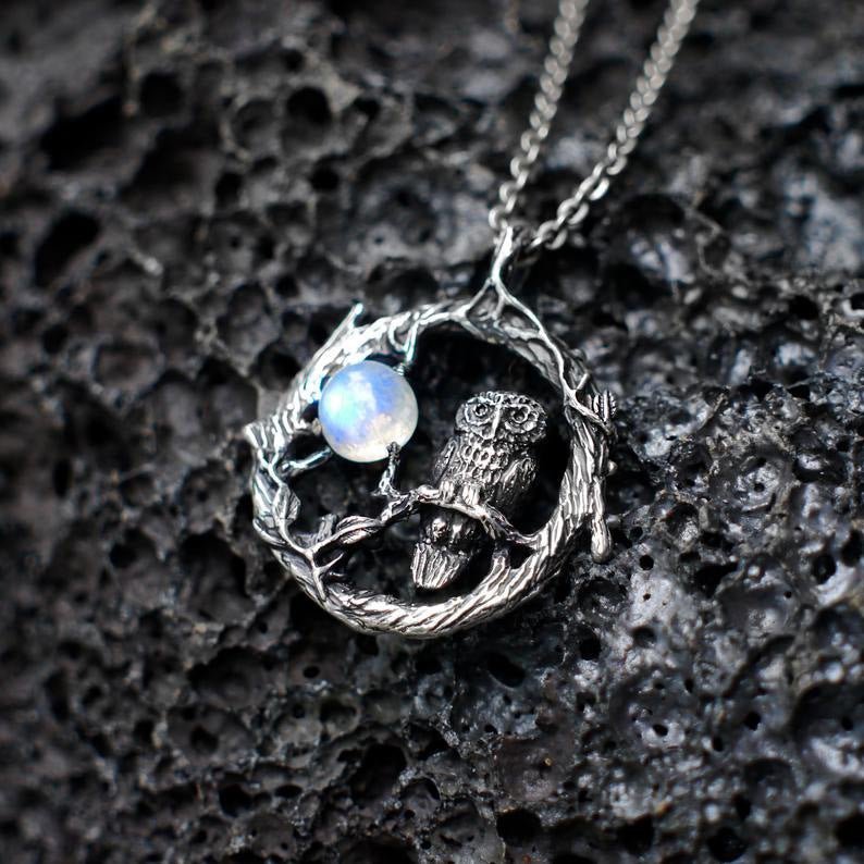 Creativity Retro Exquisite Fashion Owl Star Moonstone Pendant Necklace Woman Charm Party Jewelry | Luxury Home Accessories | Heulog Glow