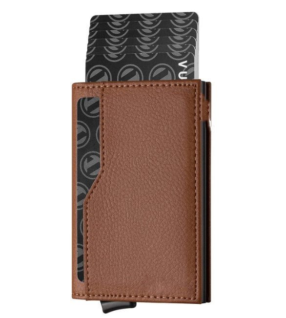 Credit Card Case With Double Id Window Rfid Blocking Automatic Leather Up Wallet | Luxury Home Accessories | Heulog Glow
