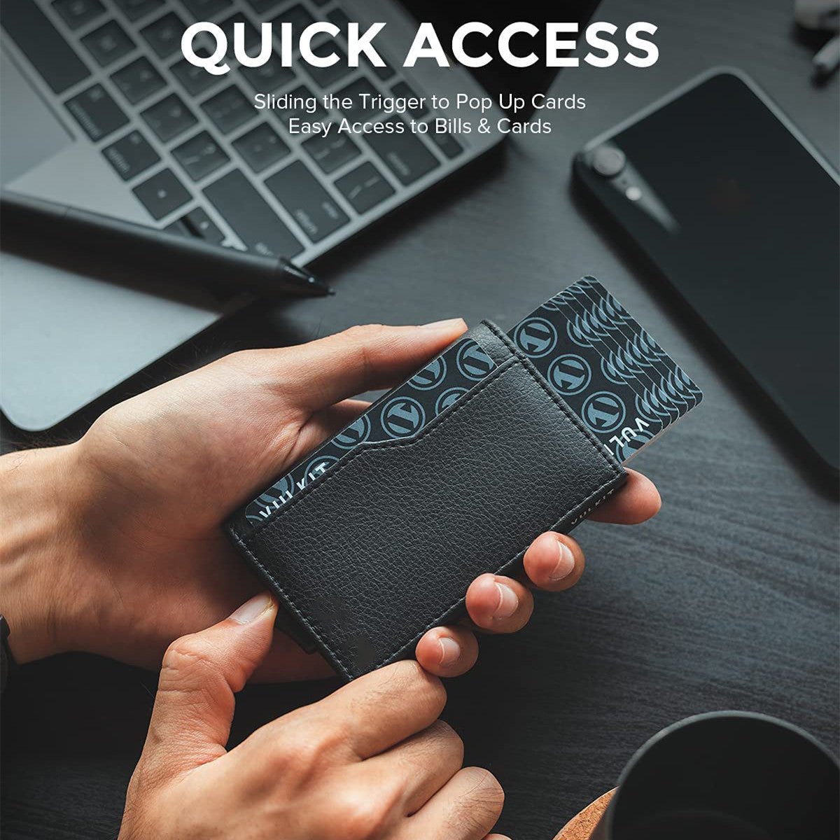Credit Card Case With Double Id Window Rfid Blocking Automatic Leather Up Wallet | Luxury Home Accessories | Heulog Glow