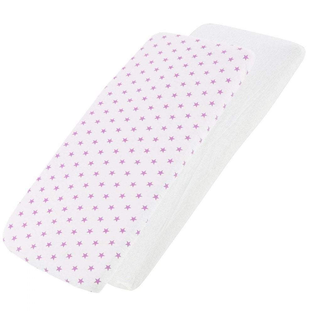 Crib Jersey Fitted Sheets 100% Cotton 40x90cm - Pack Of 2 - Fits All Models | Luxury Home Accessories | Heulog Glow
