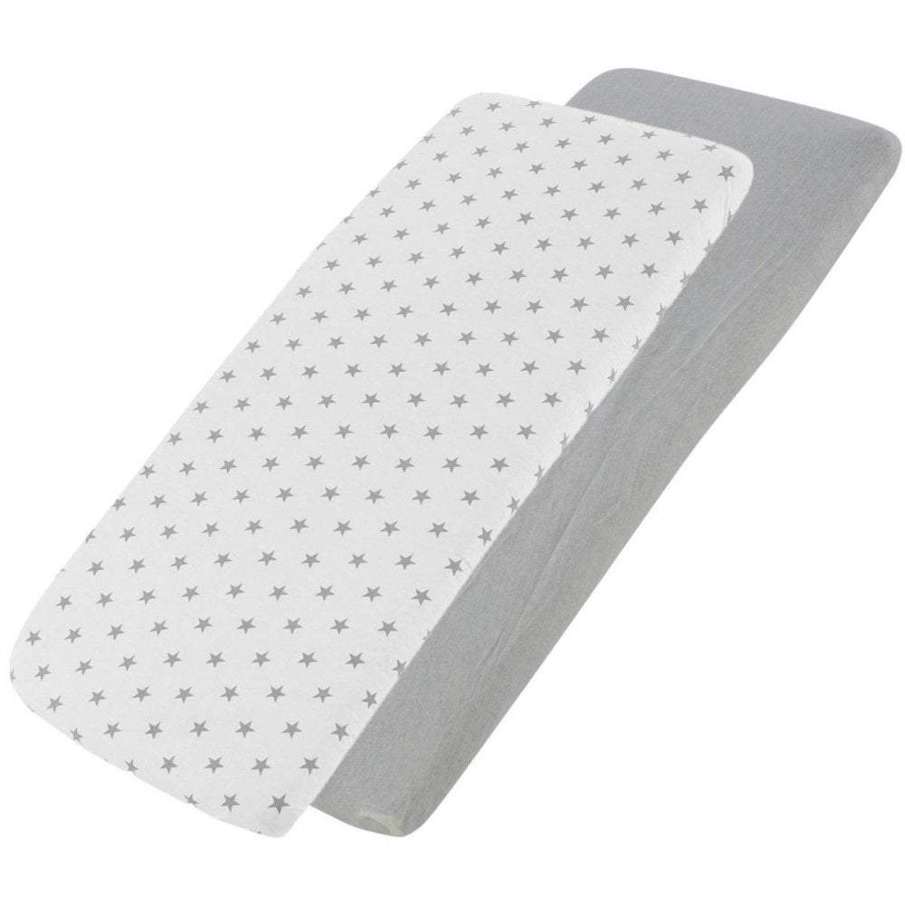 Crib Jersey Fitted Sheets 100% Cotton 40x90cm - Pack Of 2 - Fits All Models | Luxury Home Accessories | Heulog Glow