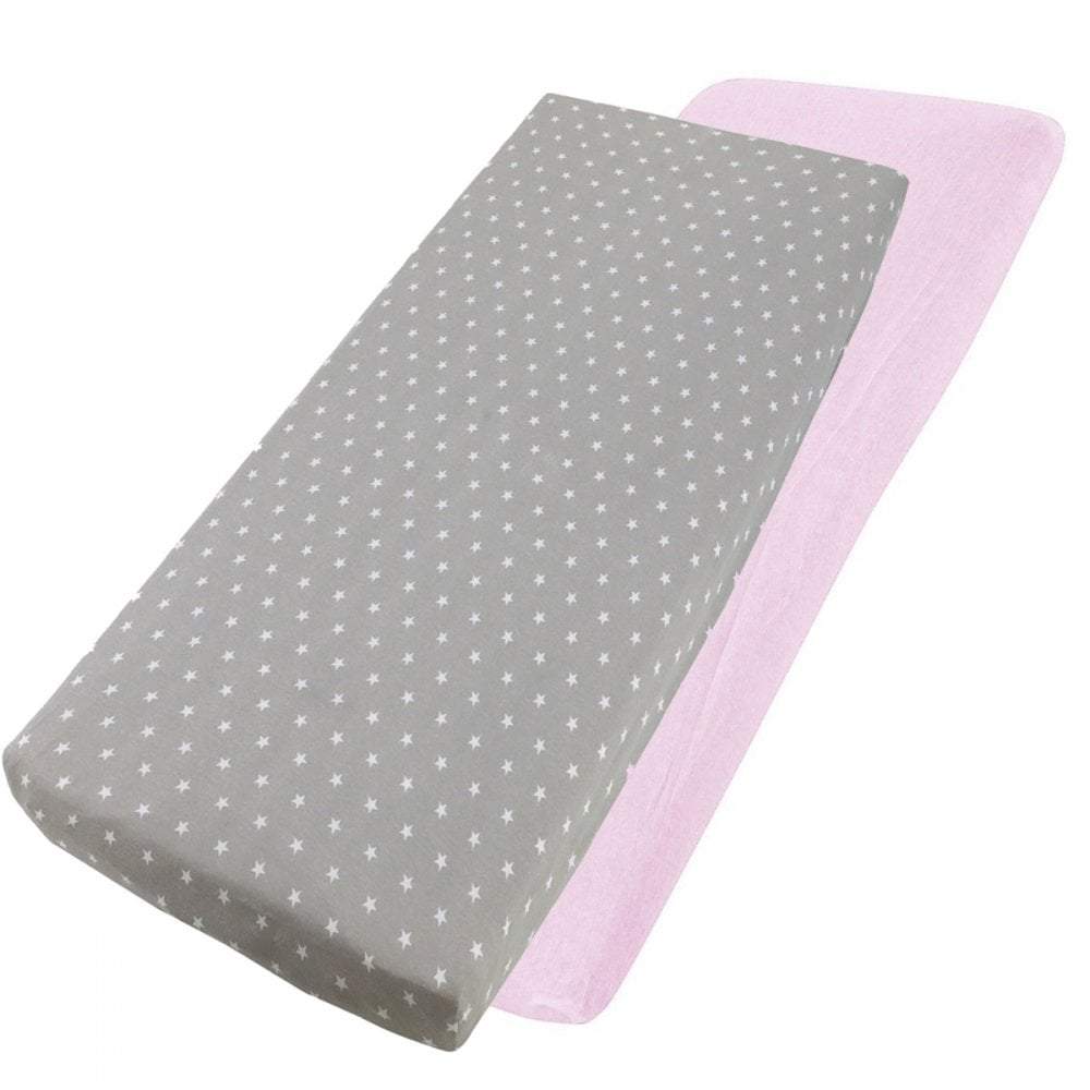 Crib Jersey Fitted Sheets 100% Cotton 40x90cm - Pack Of 2 - Fits All Models | Luxury Home Accessories | Heulog Glow