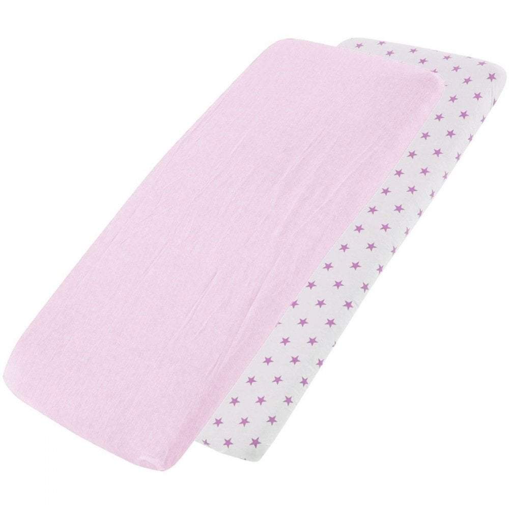 Crib Jersey Fitted Sheets 100% Cotton 40x90cm - Pack Of 2 - Fits All Models | Luxury Home Accessories | Heulog Glow
