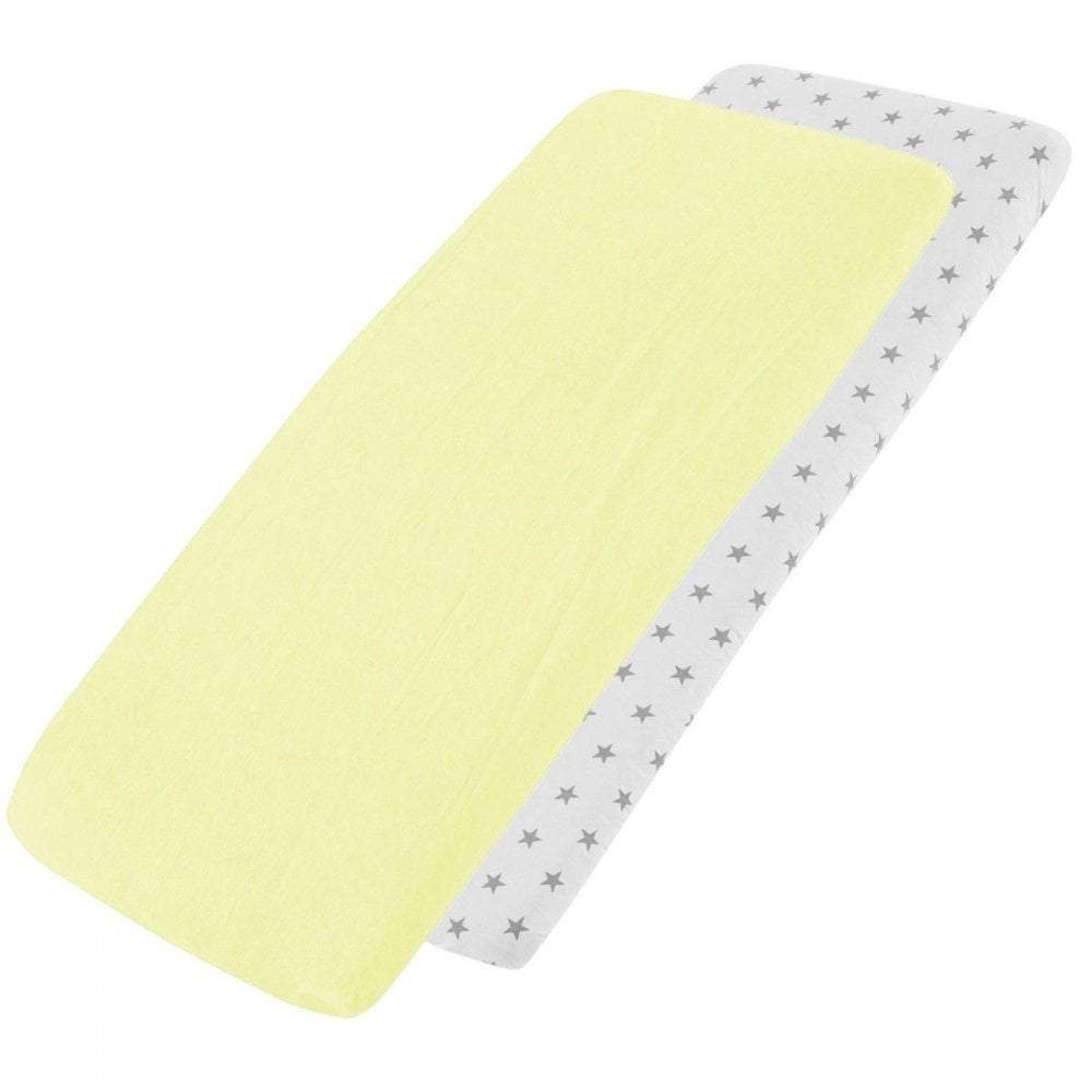 Crib Jersey Fitted Sheets 100% Cotton 40x90cm - Pack Of 2 - Fits All Models | Luxury Home Accessories | Heulog Glow