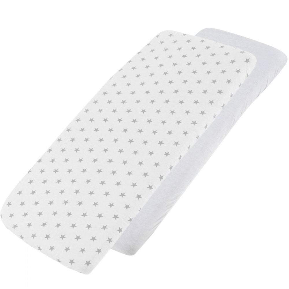 Crib Jersey Fitted Sheets 100% Cotton 40x90cm - Pack Of 2 - Fits All Models | Luxury Home Accessories | Heulog Glow