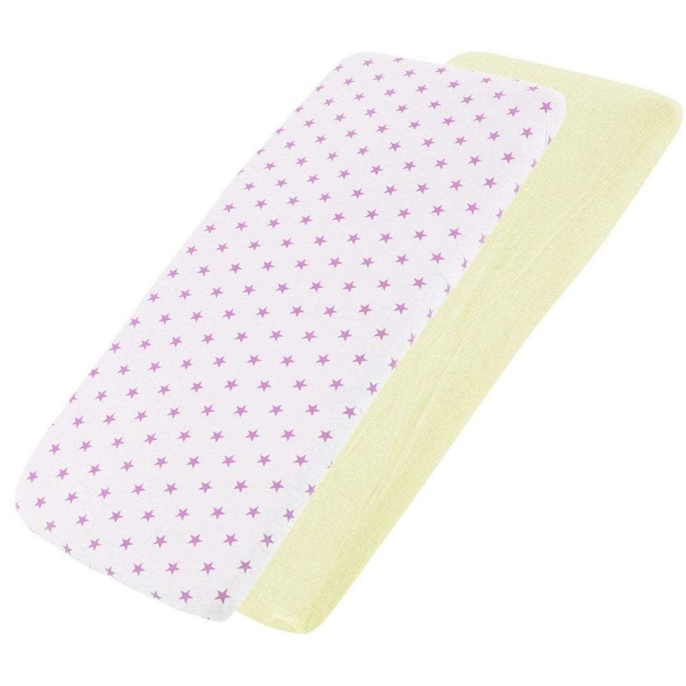 Crib Jersey Fitted Sheets 100% Cotton 40x90cm - Pack Of 2 - Fits All Models | Luxury Home Accessories | Heulog Glow