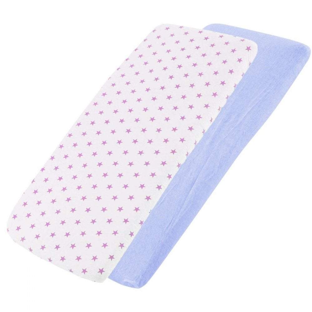 Crib Jersey Fitted Sheets 100% Cotton 40x90cm - Pack Of 2 - Fits All Models | Luxury Home Accessories | Heulog Glow