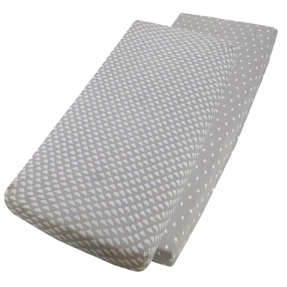 Crib Jersey Fitted Sheets 100% Cotton 40x90cm - Pack Of 2 - Fits All Models | Luxury Home Accessories | Heulog Glow