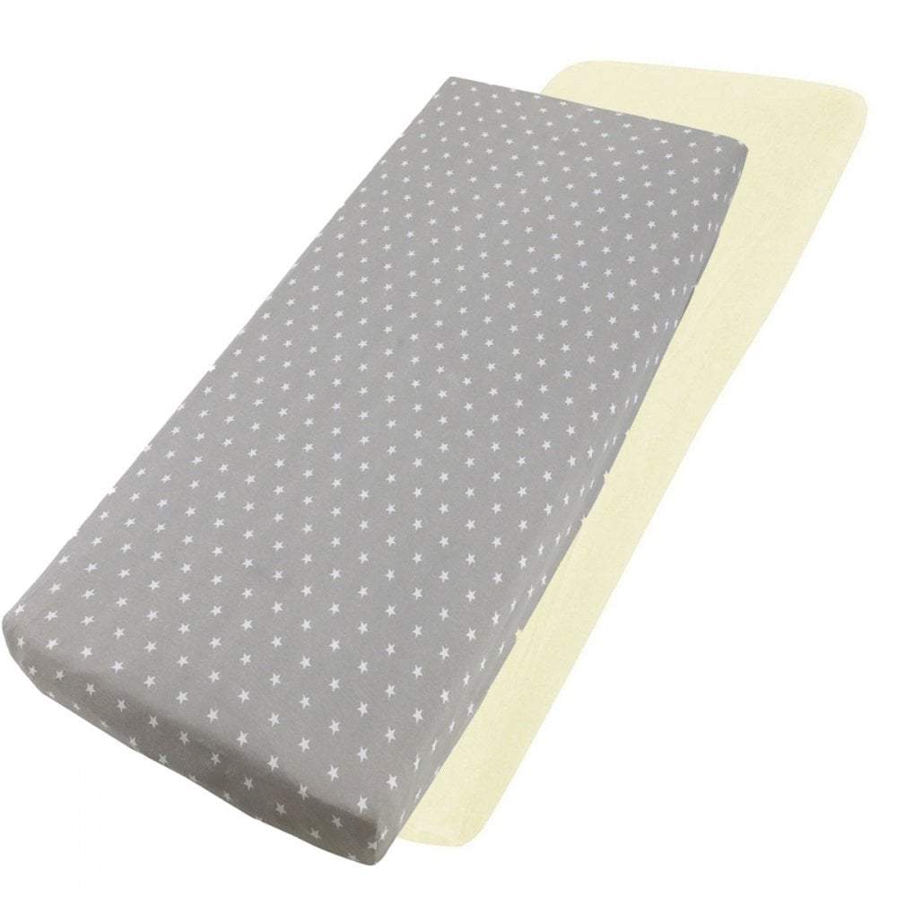 Crib Jersey Fitted Sheets 100% Cotton 40x90cm - Pack Of 2 - Fits All Models | Luxury Home Accessories | Heulog Glow
