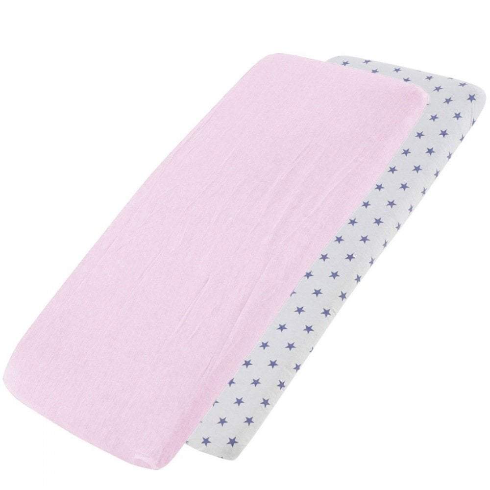Crib Jersey Fitted Sheets 100% Cotton 40x90cm - Pack Of 2 - Fits All Models | Luxury Home Accessories | Heulog Glow
