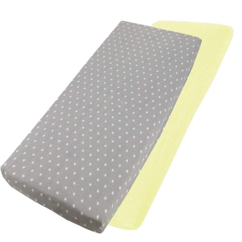Crib Jersey Fitted Sheets 100% Cotton 40x90cm - Pack Of 2 - Fits All Models | Luxury Home Accessories | Heulog Glow