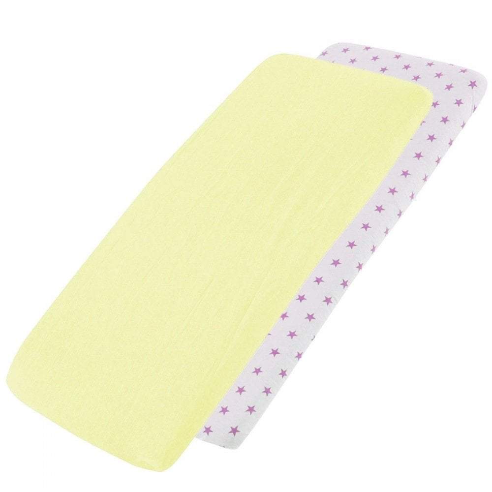 Crib Jersey Fitted Sheets 100% Cotton 40x90cm - Pack Of 2 - Fits All Models | Luxury Home Accessories | Heulog Glow