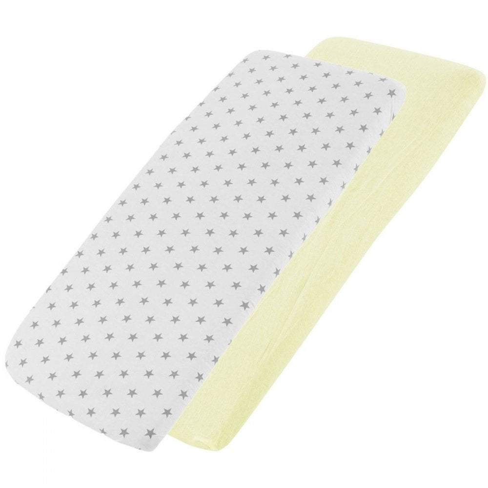 Crib Jersey Fitted Sheets 100% Cotton 40x90cm - Pack Of 2 - Fits All Models | Luxury Home Accessories | Heulog Glow