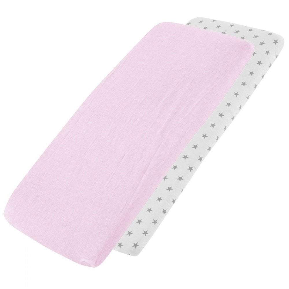 Crib Jersey Fitted Sheets 100% Cotton 40x90cm - Pack Of 2 - Fits All Models | Luxury Home Accessories | Heulog Glow