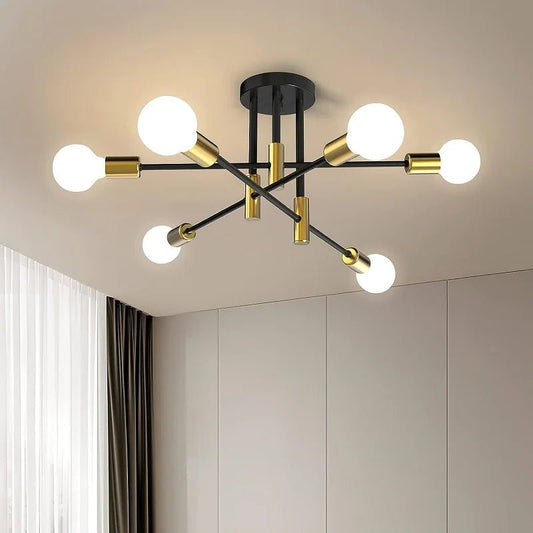 Criss Cross Ceiling Light 6 Bulb E27 Black Semi Flush Modern | Luxury Home Accessories | Heulog Glow